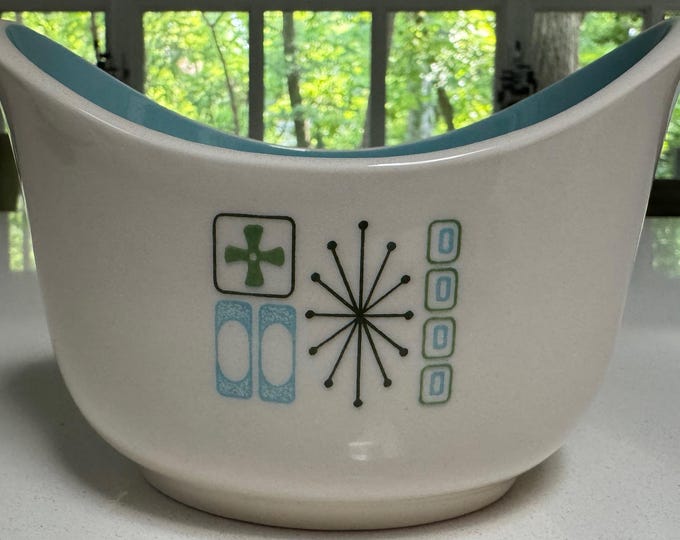 Vintage MCM Color Craft Taylor Smith Taylor Jamaica Bay Gray Boat / Bowl Atomic Era 50s