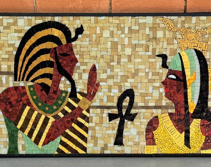 Phenomenal MCM Vintage Egyptian Mosaic Tile Wall Hanging Mid Century Modern 60s