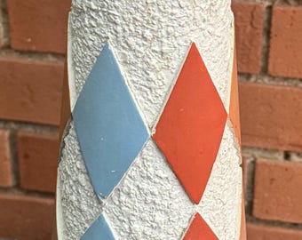 Vintage 1960s Chalkware Wood Lamp Diamond Mid Century MCM Modern Lighting Atomic Era
