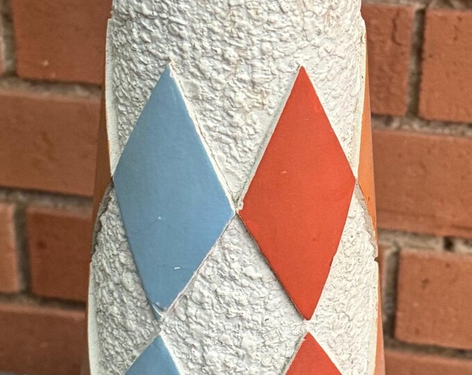 Vintage 1960s Chalkware Wood Lamp Diamond Mid Century MCM Modern Lighting Atomic Era