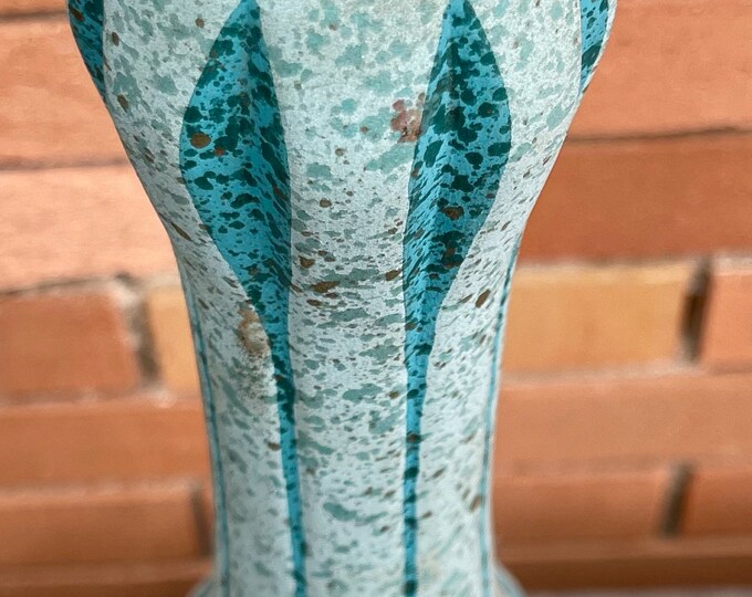 Vintage 50s Tye of California Pottery Lamp Turquoise Gold Mid Century Modern Atomic Era Light