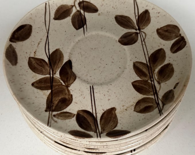 Vintage RED WING Tampico 6" Saucers Dinnerware Mid Century Leaves MCM x8
