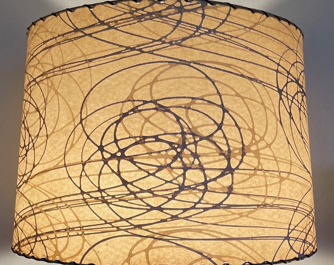 Vintage 1950s 60s Beige Fiberglass Shade Mid Century Modern Lighting Atomic Era