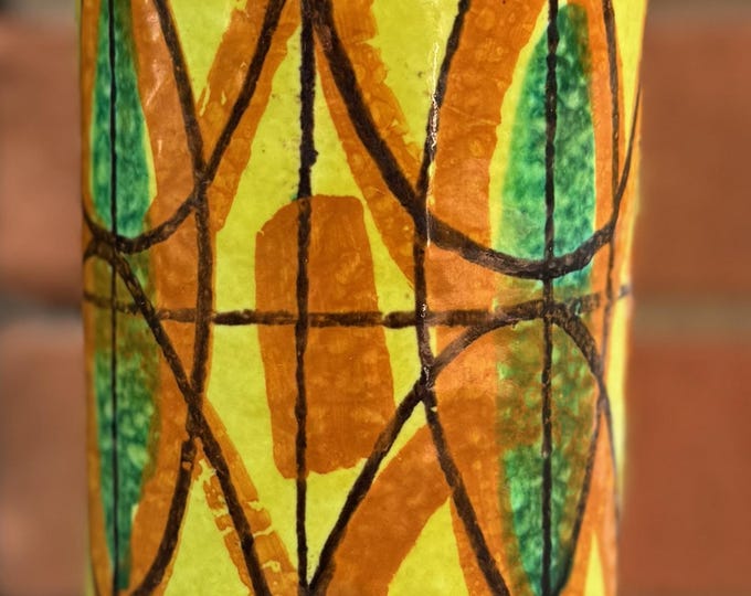 Vintage MCM Abstract Ceramic Vase Cylindrical Italy Mid Century Modern 60s