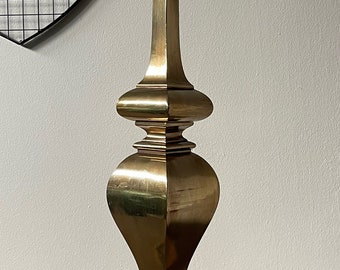 Monumental Vintage 1960s Laurel Brass Wood Table Lamp Mid Century Modern Lighting H-859 Retro