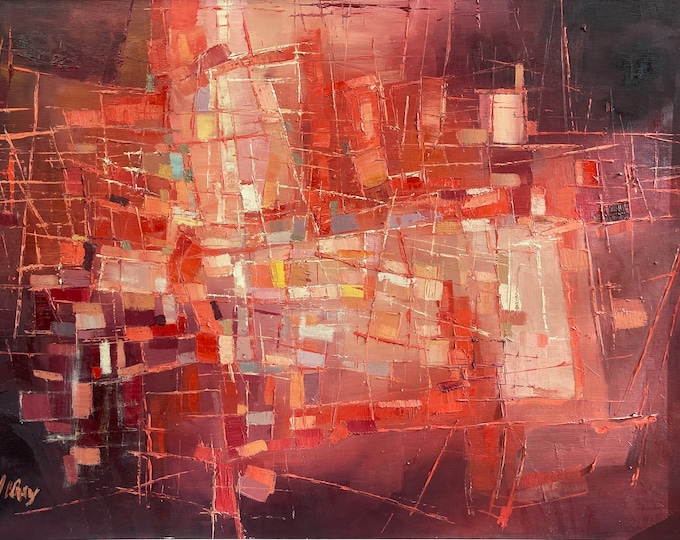 Bold Vintage 60s Abstract Expressionist Oil Painting Mid Century Modern Signed McCray