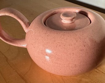 Vintage MCM Russel Wright Handled Lidded Sugar Container Jar Coral Pink STEUBENVILLE USA