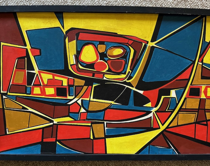 Vintage MCM Abstract Oil Painting Mid Century Modern Art Signed Zeilman 60s