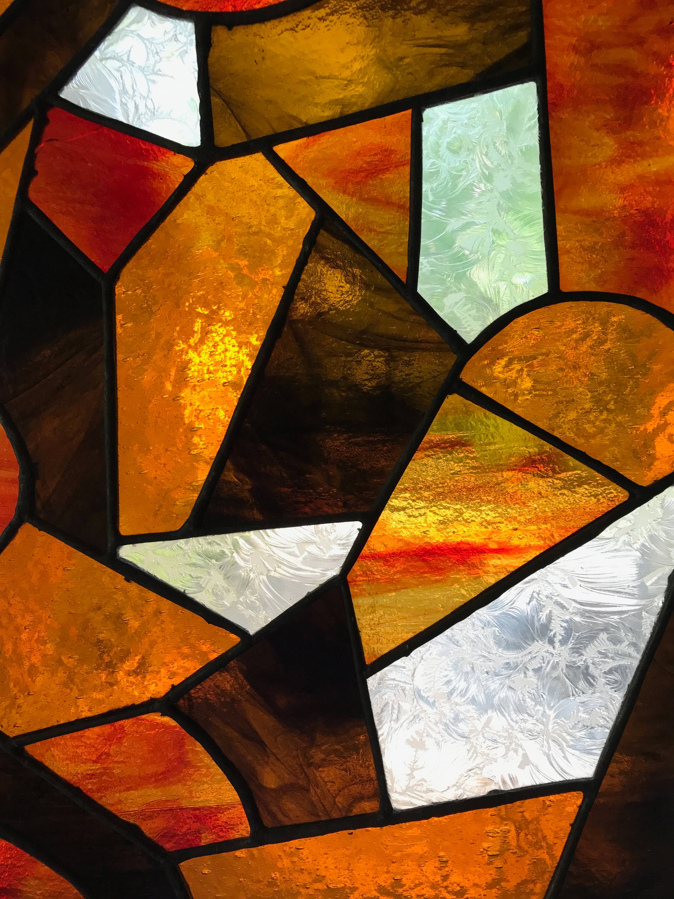 Vintage 60s 70s Stained Glass Art Wall Hanging Retro Mid ...