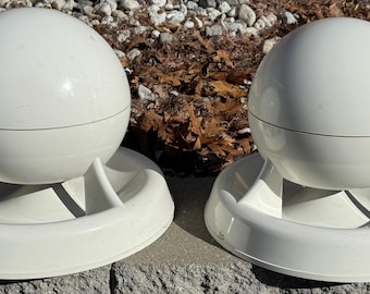 Vintage 60s 70s SOUND SPHERE White Plastic Speakers Space Age Modern Stereo Mod