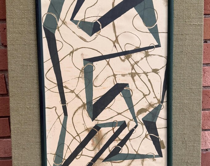 Vintage MCM Abstract Silkscreen Modern Art Wall Hanging Signed Witt Mid Century