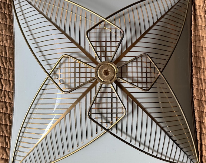 Vintage MCM 1950s Glass Brass Leaf Ceiling Shade Mid Century Modern Atomic Era