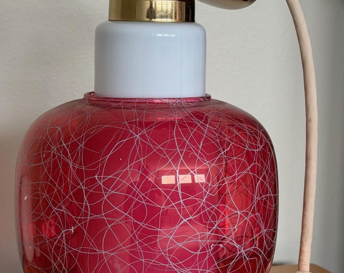 Vintage MCM Virden Pendant Lamp Pink White Glass Mid Century Modern 60s Lighting AS-IS