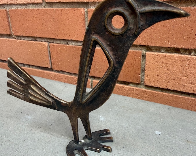 Vintage MCM Abstract Brass Bird Sculpture Figure Mid Century Modern Percz Janos?