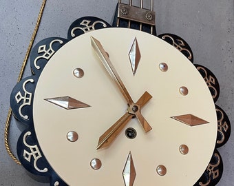 Vintage 50s 60s Plastic Metal Banjo Wall Clock Mid Century Modern German Welby?