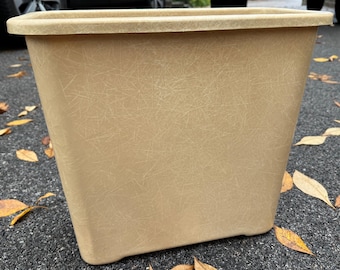 Vintage MCM Beige Fiberglass Trash Waste Basket Can Cole Steel Mid Century 50s 60s