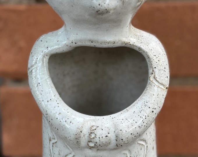 Vintage Handcrafted Isla Del Sol Pottery Ceramic Figural Flower Pot Stoneware Puerto Rico 70s