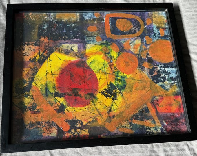 Vintage Abstract Oil Painting Modern Art Wall Hanging Signed Walchshauser 1970s