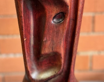 Vintage MCM Heifetz Abstract Wood Head Lamp Mid Century Modern Lighting Signed