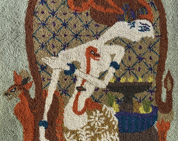 Vintage Figural MCM ERA Industries ACKERMAN Woven Tapestry Wall Hanging 50s 60s