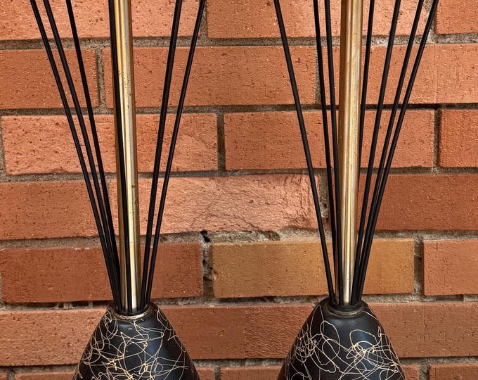 Vintage MCM Atomic REMBRANDT Lamps Mid Century Modern Lighting 50s Black Beige