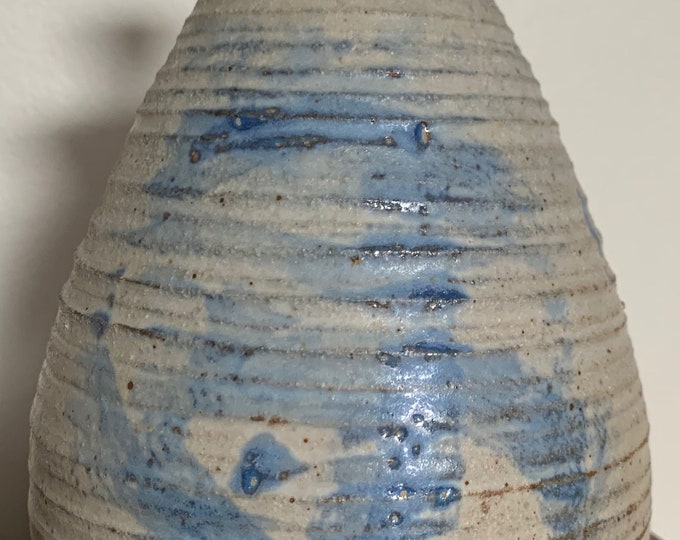 Vintage 60s Stoneware Vase Jug Vessel Urn w/ Lid Mid Century Modern Studio Pottery Signed Deyoe D