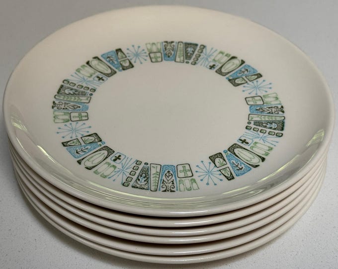 Vintage Small Plates MCM Color Craft Taylor Smith Taylor Jamaica Bay Atomic Era 50s