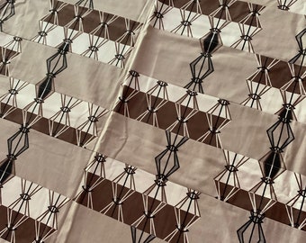 Vintage 50s Quilt Brown Black Tan White Diamonds Mid Century Atomic Era Cotton