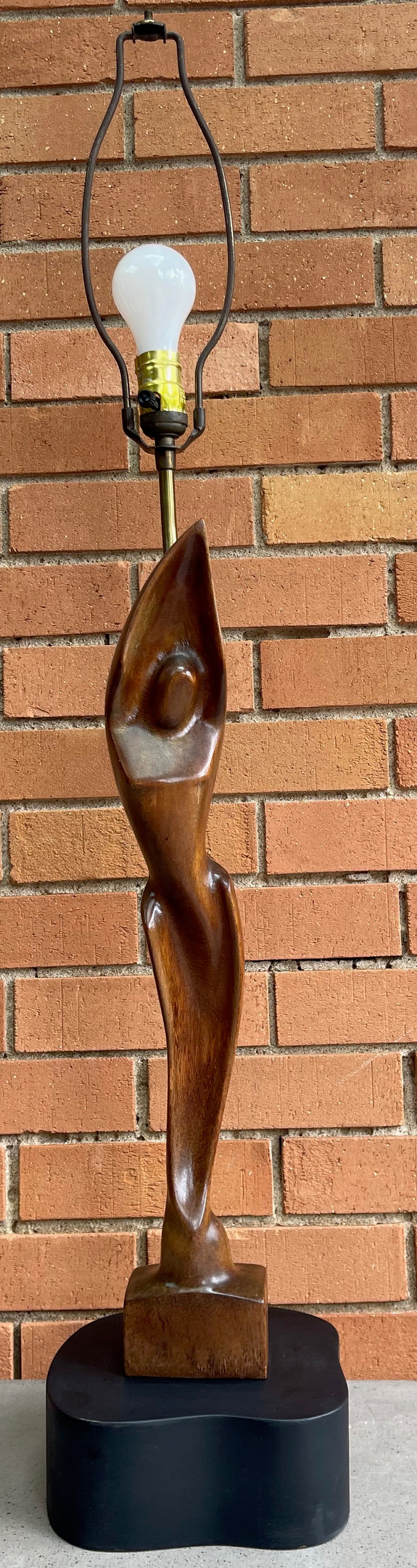 Vintage 50s 60s Abstract Sculptural Figural Wood Heifetz Lamp Mid