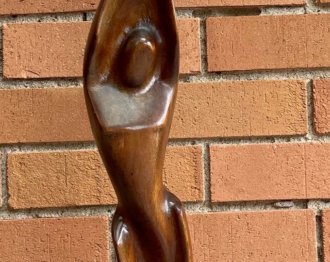 Vintage 50s 60s Abstract Sculptural Figural Wood Heifetz Lamp Mid Century Modern Lighting