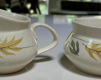 Vintage Franciscan Autumn Sugar Bowl Creamer Set Dinnerware Earthenware 1950s