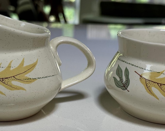 Vintage Franciscan Autumn Sugar Bowl Creamer Set Dinnerware Earthenware 1950s