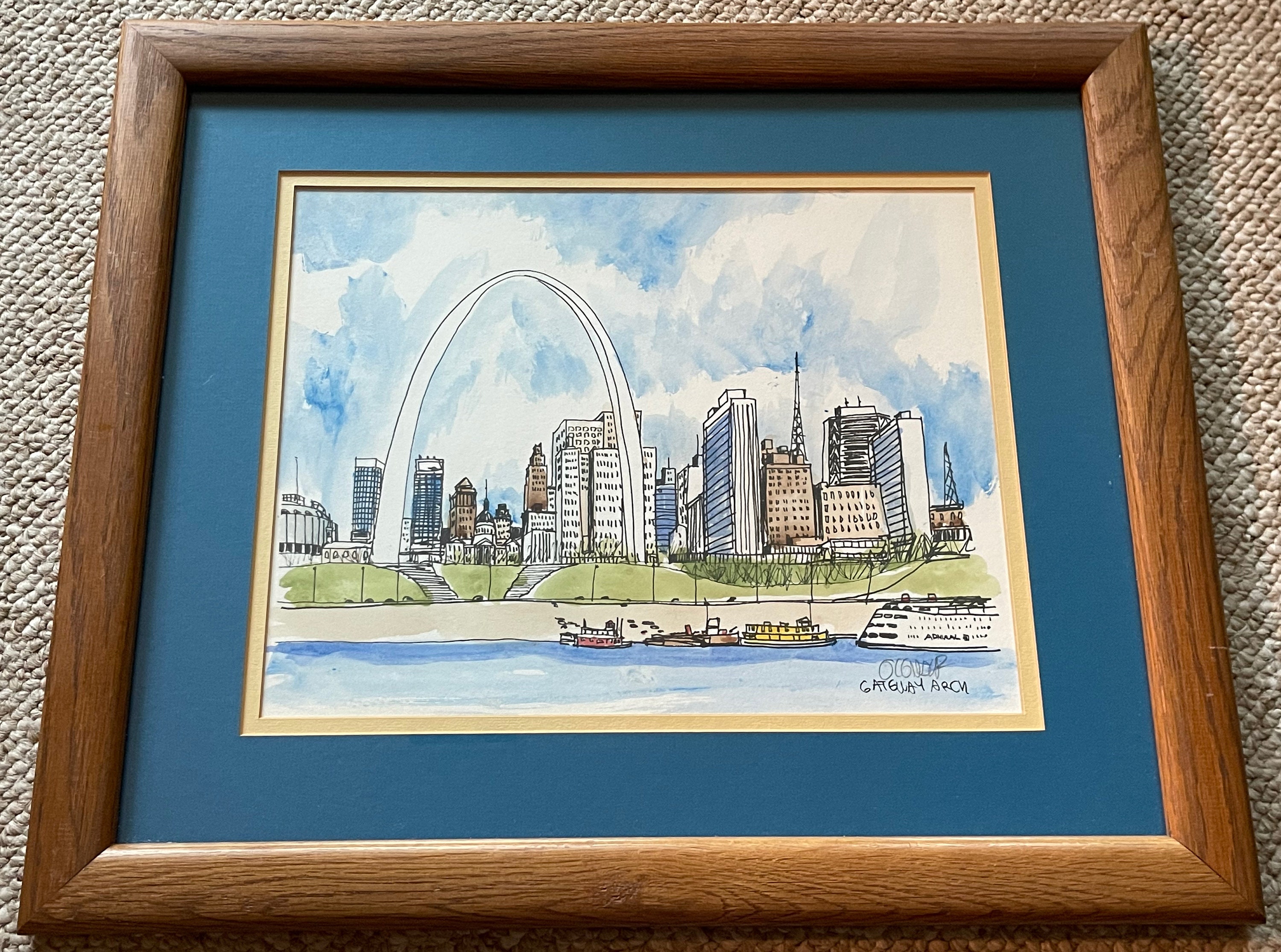 Vintage Gateway Arch St. Louis Saarinen Mixed Media Painting -  Israel