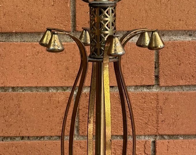 Vintage MCM 1950s Pink White Ceramic Atomic Lamp Mid Century Modern Lighting