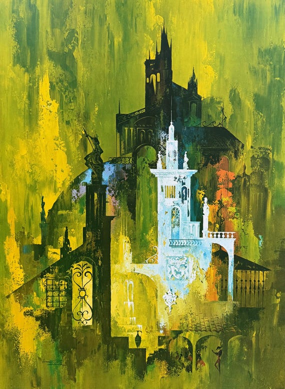 メゾチント　vintage Art Vintage MCM Abstract Print Frans Van Lamsweerde 60s Mediterranean