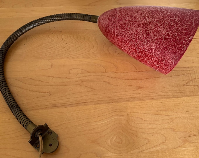 Vintage 50s Red Fiberglass Lamp Adjustable Gooseneck Atomic Mid Century MCM Lighting