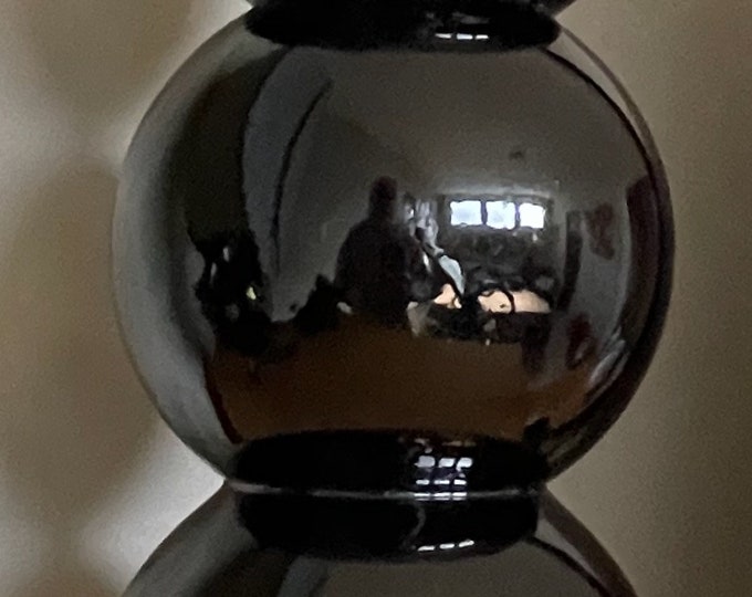 Vintage 1960s Black Glass Stacked Ball Lamp Mid Century Modern Hollywood Regency Kovacs