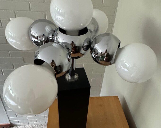 Vintage 60s Chrome Space Age Lamp Mid Century MCM Modern Lighting Sonneman