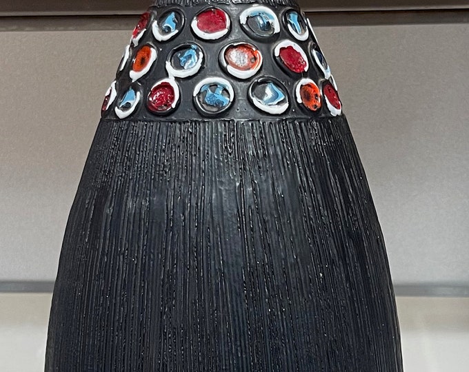Vintage 1960s Textured Discs Plaster Lamp Mid Century Modern Lighting Atomic Era