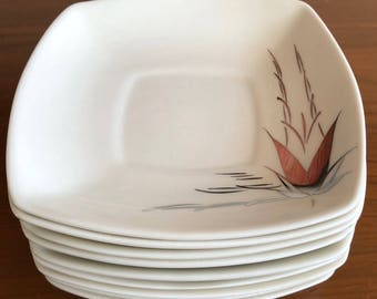 Vintage 50s Noritake Crestwood Fine China Saucers Platinum Leaves Mid Century Modern Retro Dinnerware Fifties