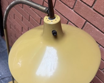 Vintage MCM Yellow LAUREL Gooseneck Floor Lamp Mid Century Modern 60s UFO Saucer Lighting