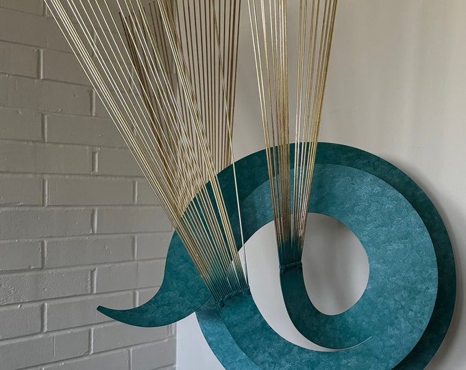 Vintage Kinetic Jeré Mixed Metal Spiral Spokes Sculpture Modern Decorative Art