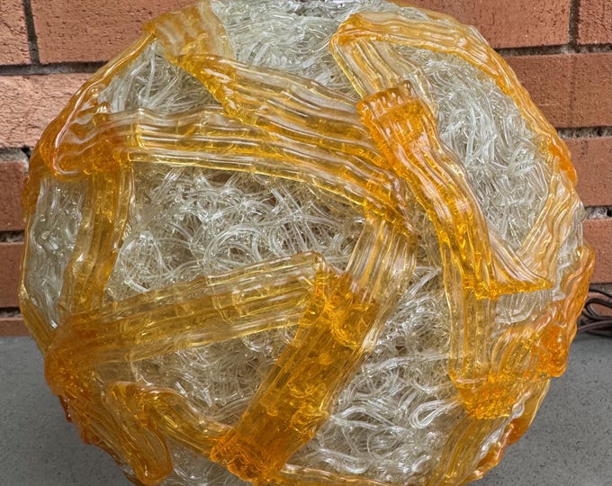 Vintage 70s Spaghetti Acrylic Orange Ribbon Lamp Mid Century MCM Modern Lighting