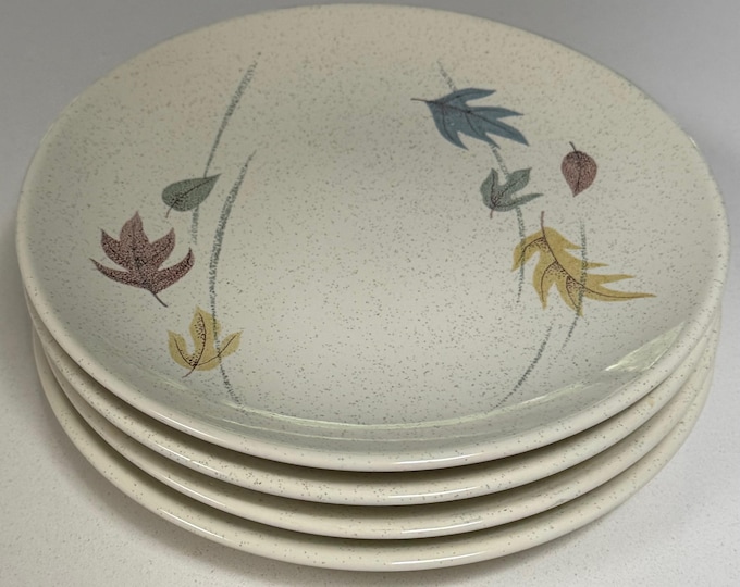 Vintage Franciscan Autumn Leaves 8" Round Plates Dinnerware Earthenware 1950s