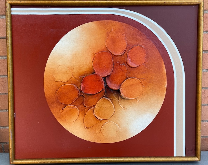 Colorful Vintage 70s Abstract Acrylic Painting Mid Century Art Wall Hanging Signed Riggs