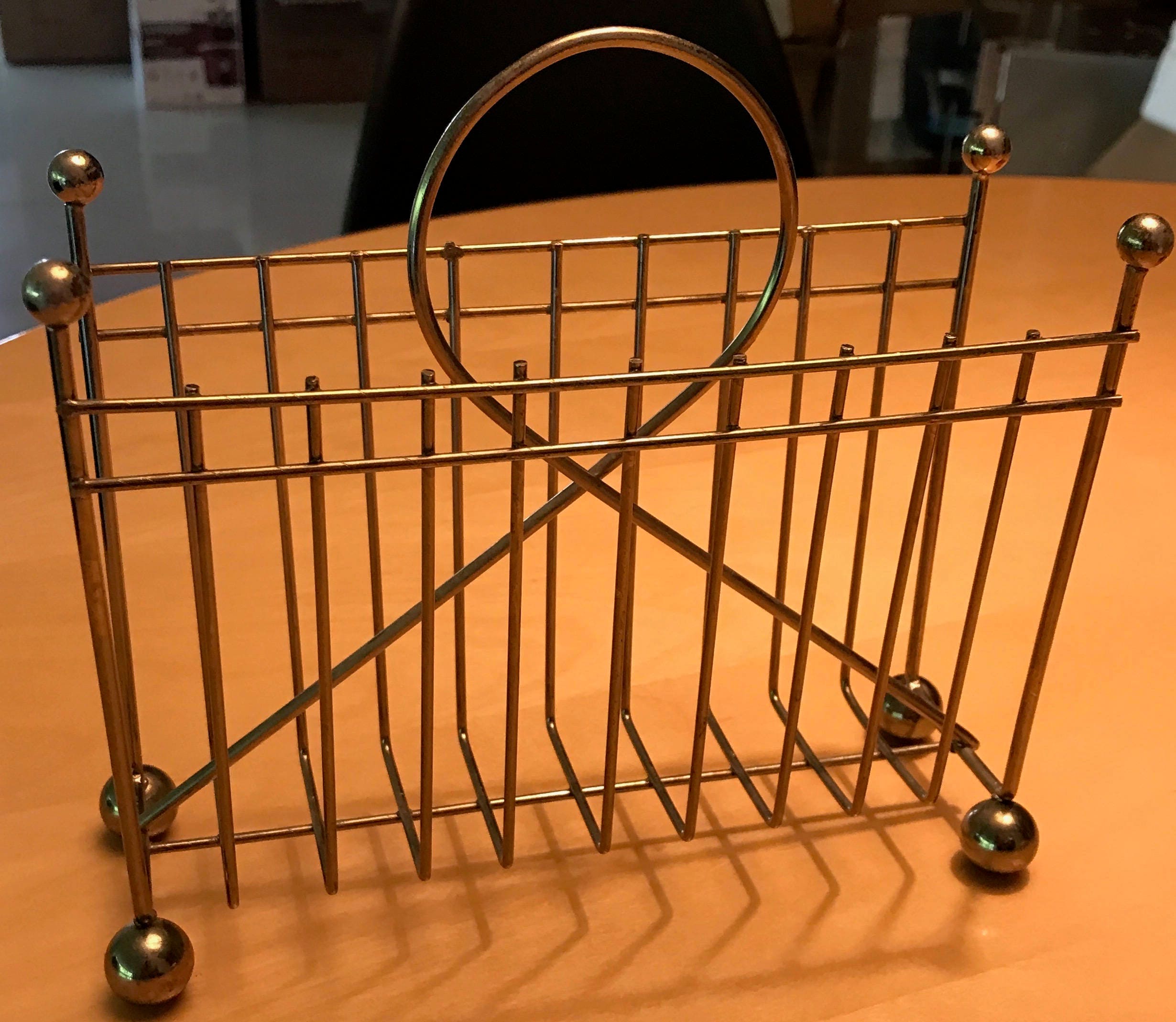 Vintage 50s 60s Brass Atomic Era Napkin Holder Retro Mid Century Modern