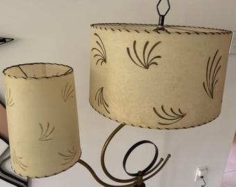 Vintage 1950s Dual Fiberglass Shade Floor Lamp Mid Century MCM Modern Lighting Atomic Era