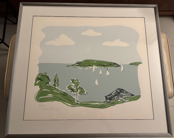 Vintage Justin Palmyra Screen Print Seaside Modern Art Signed Numbered Modern 70s 1