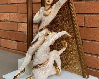 Vintage 1950s MOSS Lamp Ceramic Dancer Figures Mid Century MCM Modern Lighting