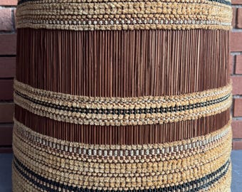 Vintage Woven Maria Kipp Style Shade Chenille Mid Century MCM Modern Textile 60s 70s